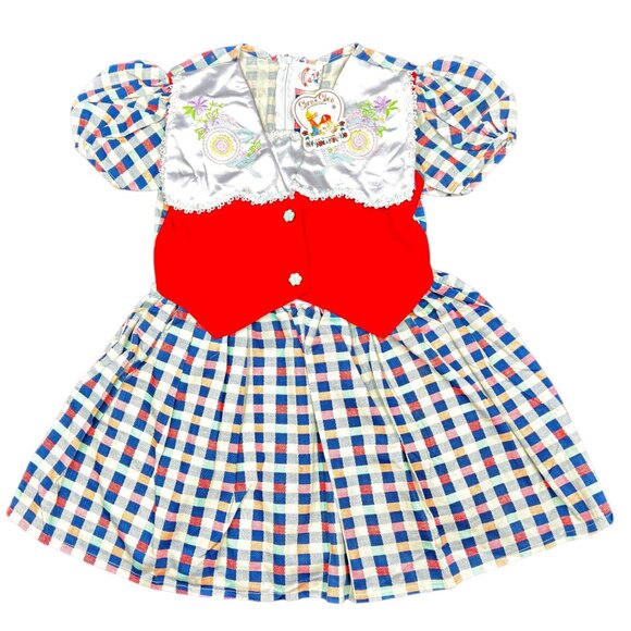 ShenShen VINTAGE Girl’s Fit & Flare Dress Embroidered Peter Pan Neck Velvet Vest